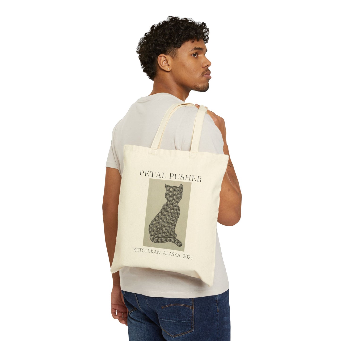Zentangle Cat AK -Neutral Canvas Tote Bag