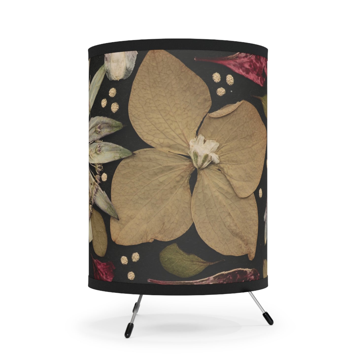 Flower Fields in the Dark -Tripod Lamp with High-Res Printed Shade, US\CA plug