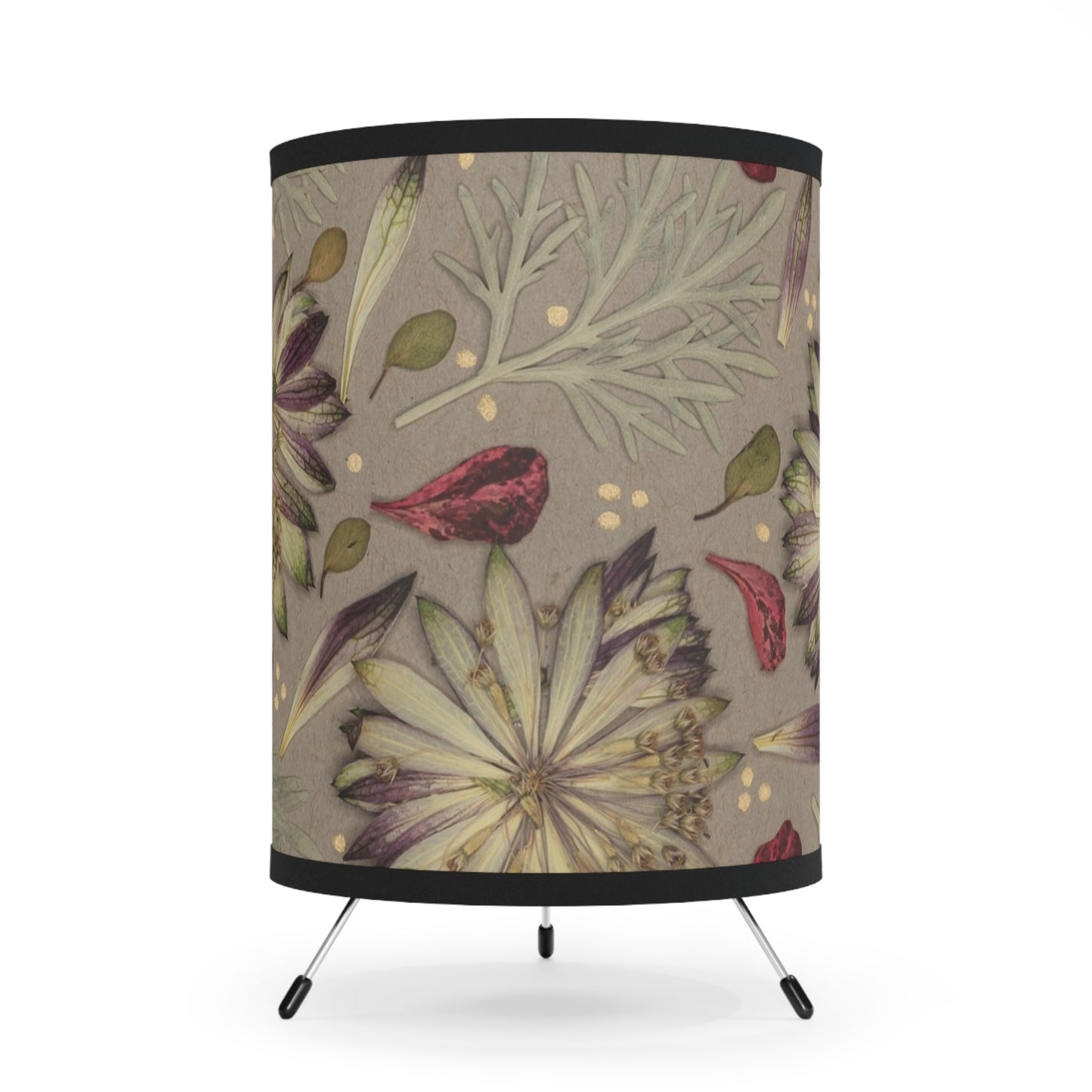 Earthy Botanical -Tripod Lamp with High-Res Printed Shade, US\CA plug