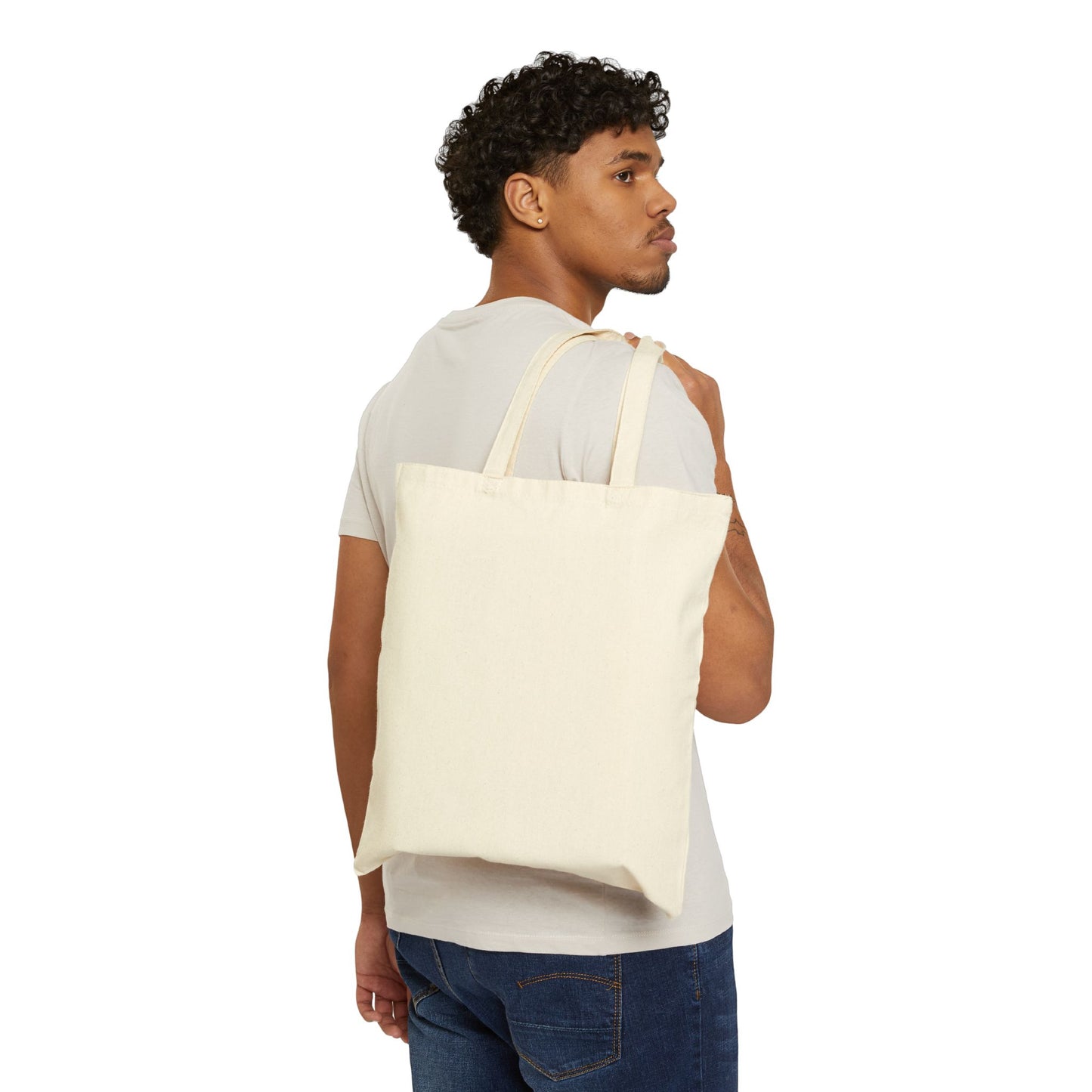 Botanical Meow Cat -Neutral Canvas Tote Bag