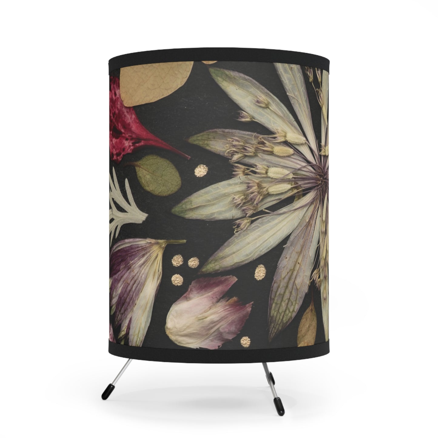 Flower Fields in the Dark -Tripod Lamp with High-Res Printed Shade, US\CA plug