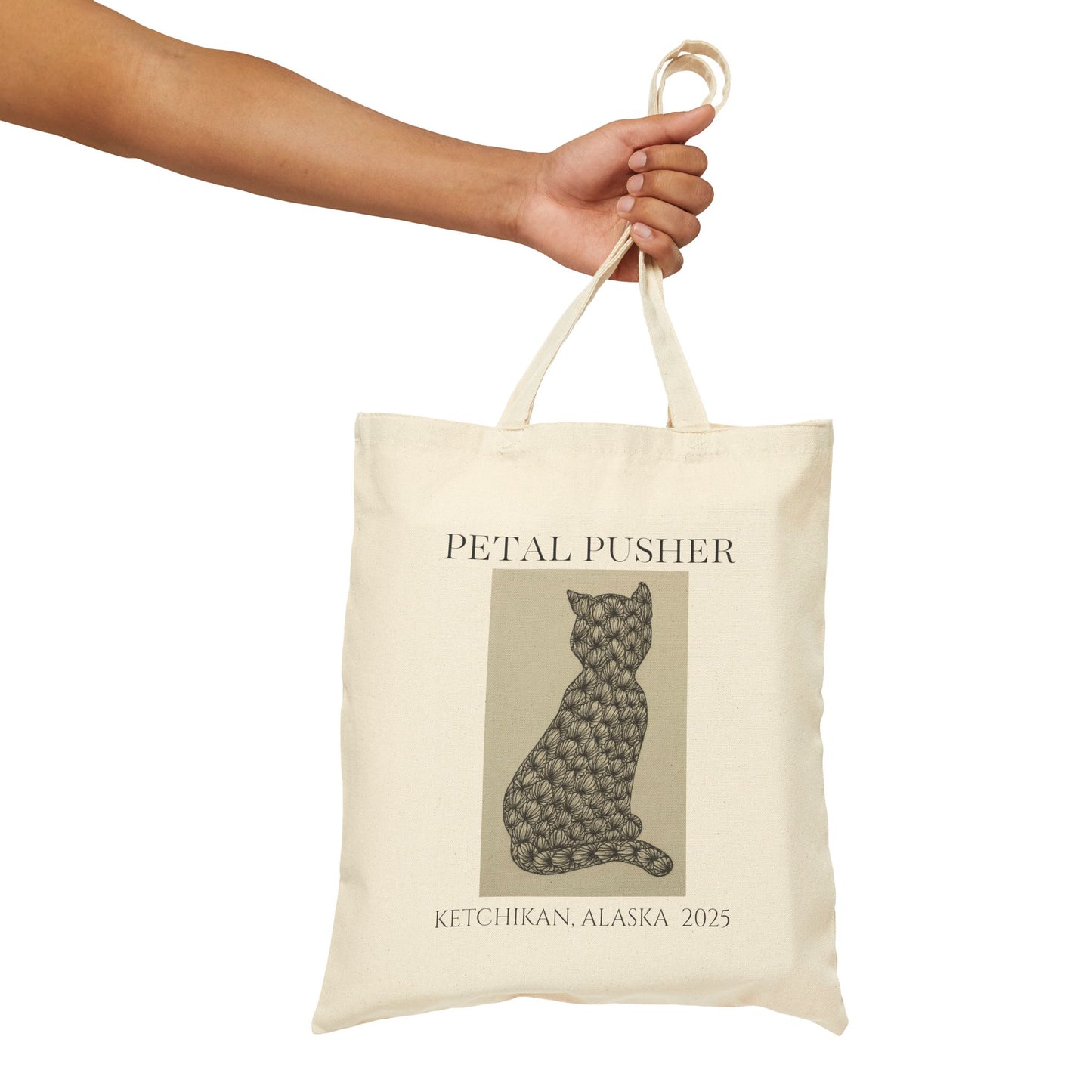 Zentangle Cat AK -Neutral Canvas Tote Bag