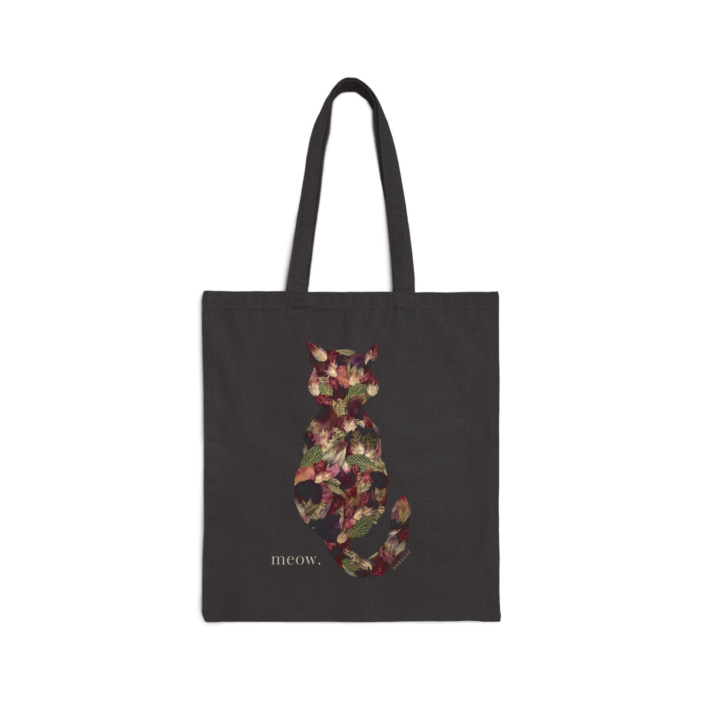 botanical meow -Black Canvas Tote Bag
