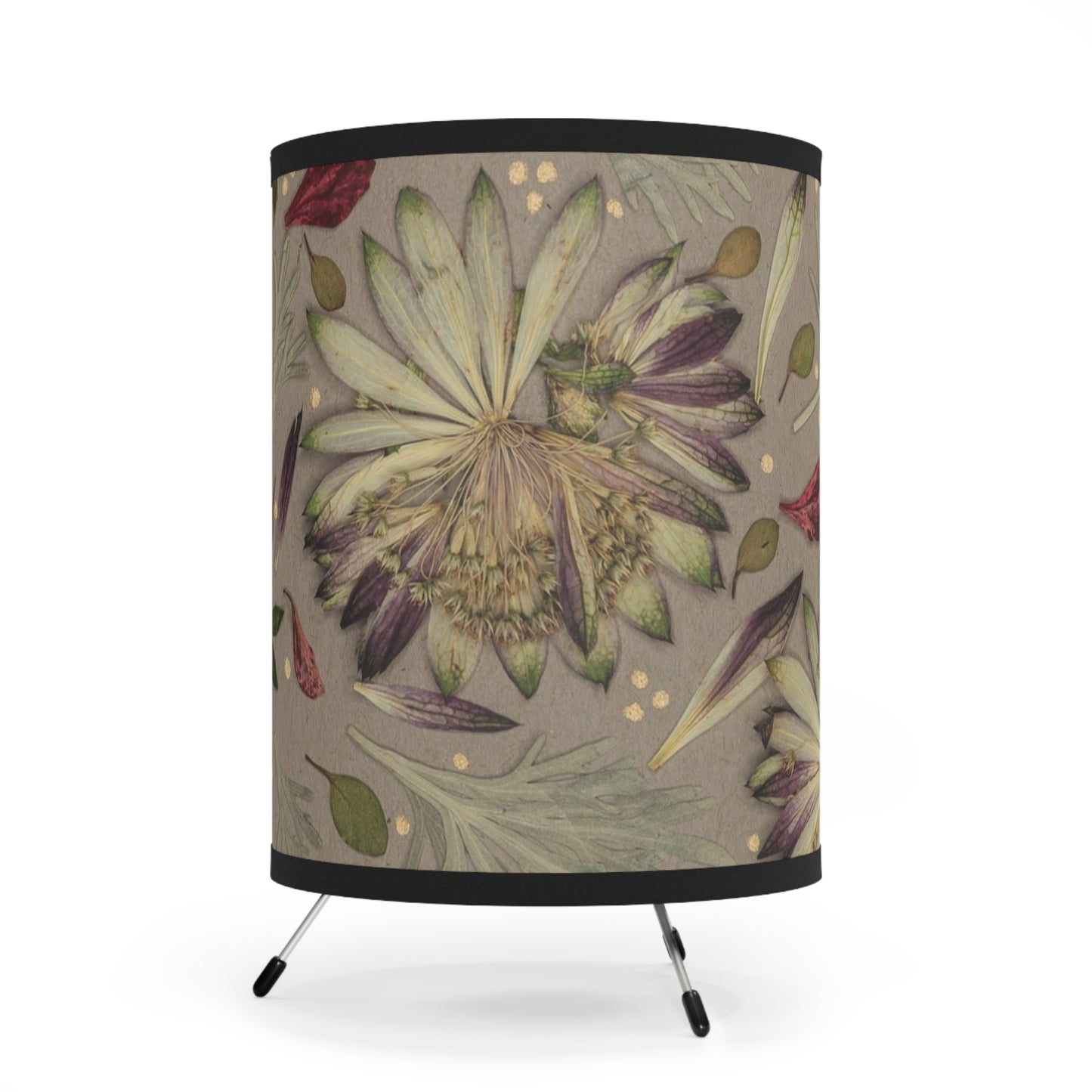 Earthy Botanical -Tripod Lamp with High-Res Printed Shade, US\CA plug