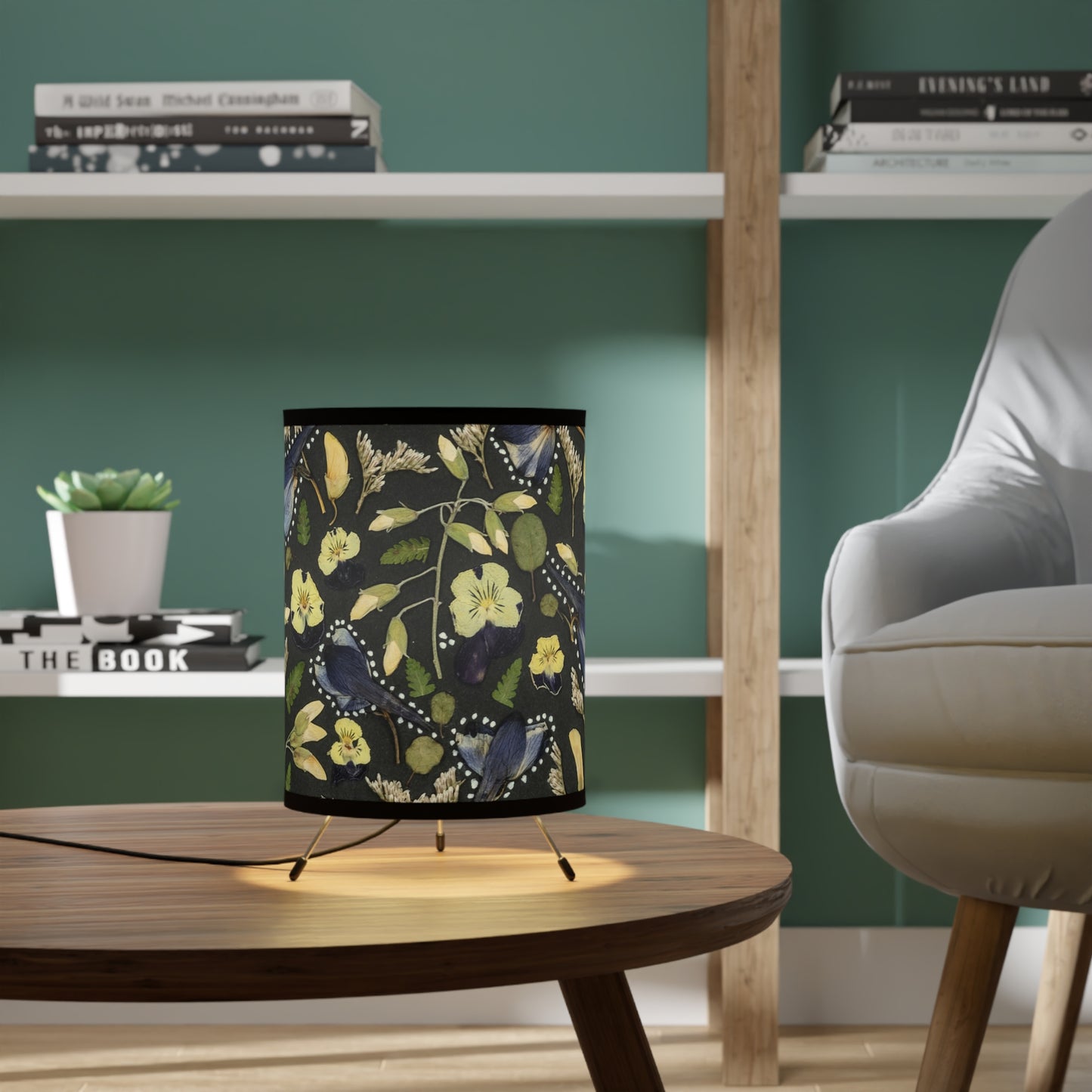 Fields of Golds & Blues -Tripod Lamp with High-Res Printed Shade, US\CA plug