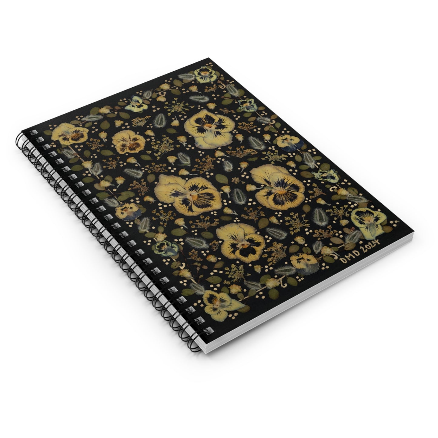 Golden Pansies -Spiral Notebook - Ruled Line