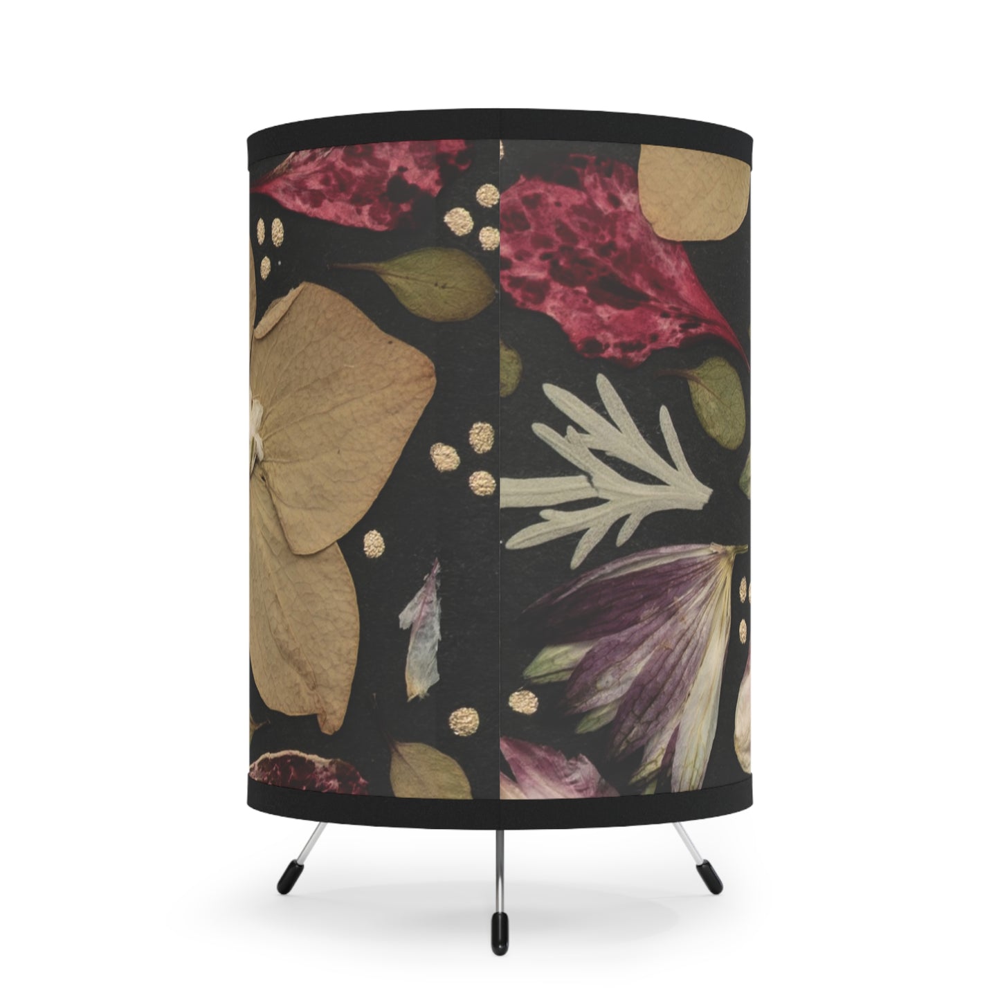 Flower Fields in the Dark -Tripod Lamp with High-Res Printed Shade, US\CA plug