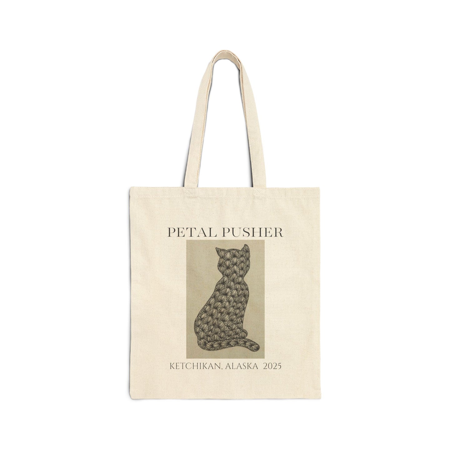 Zentangle Cat AK -Neutral Canvas Tote Bag