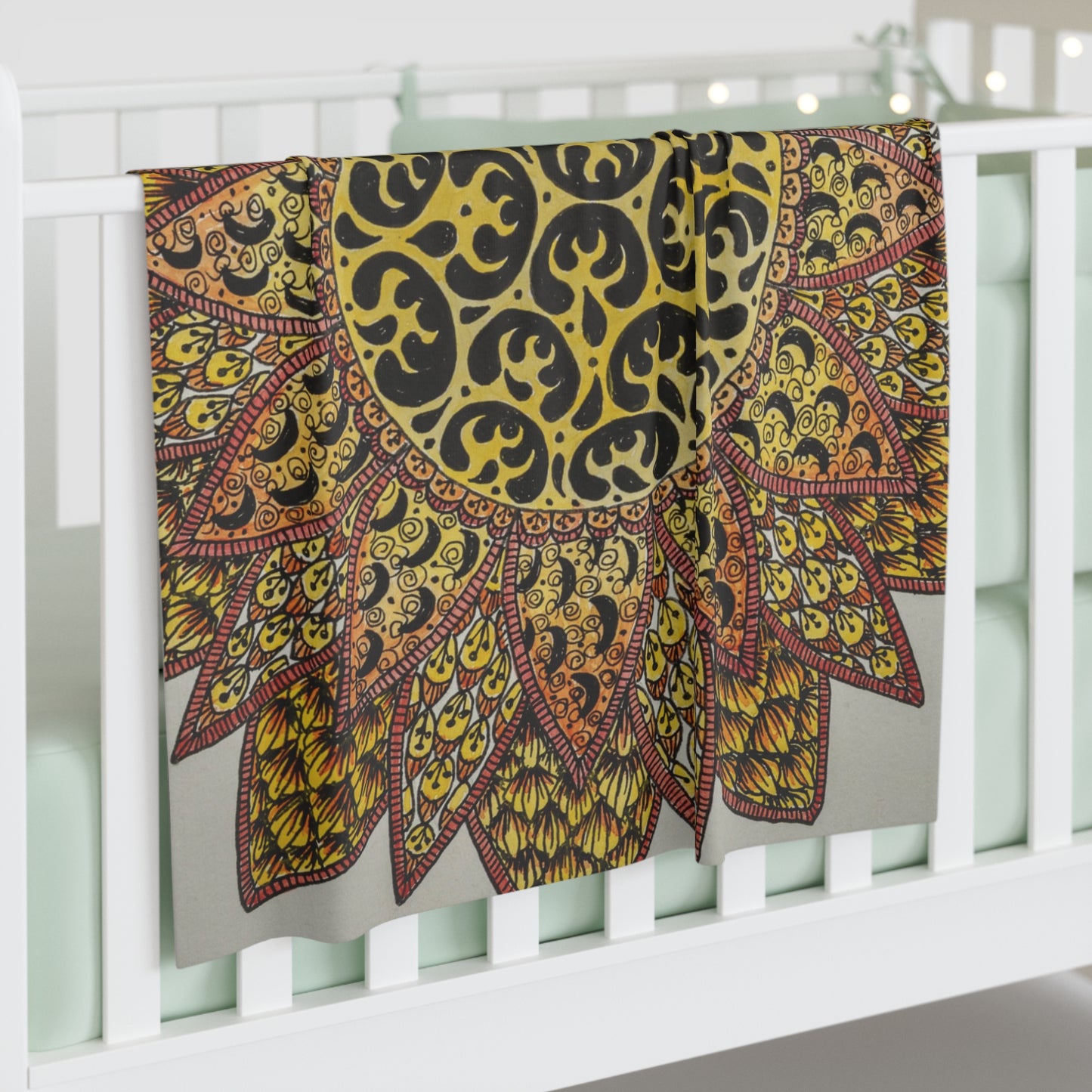 Bright Zentangle Sun -Baby Swaddle Blanket