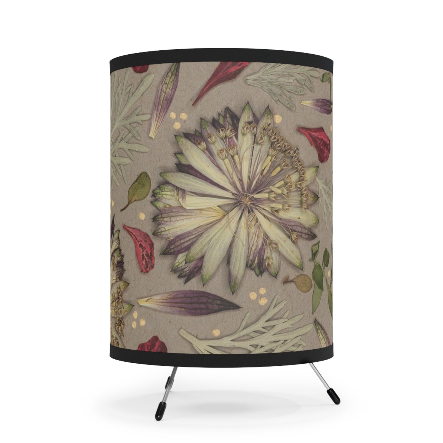 Earthy Botanical -Tripod Lamp with High-Res Printed Shade, US\CA plug