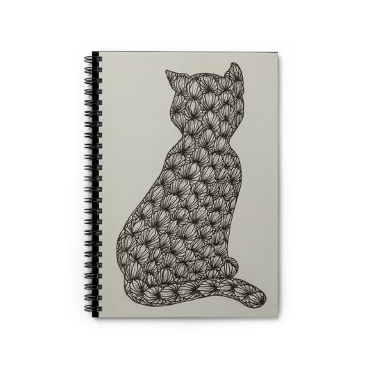 Zentangle Kitty- Spiral Notebook - Ruled Line