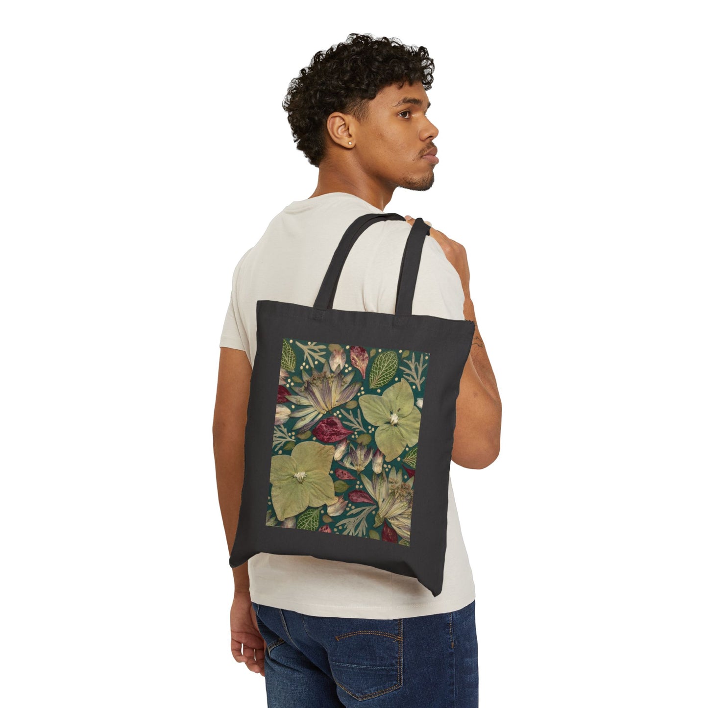 Emerald Floral Forest -Canvas Tote Bag