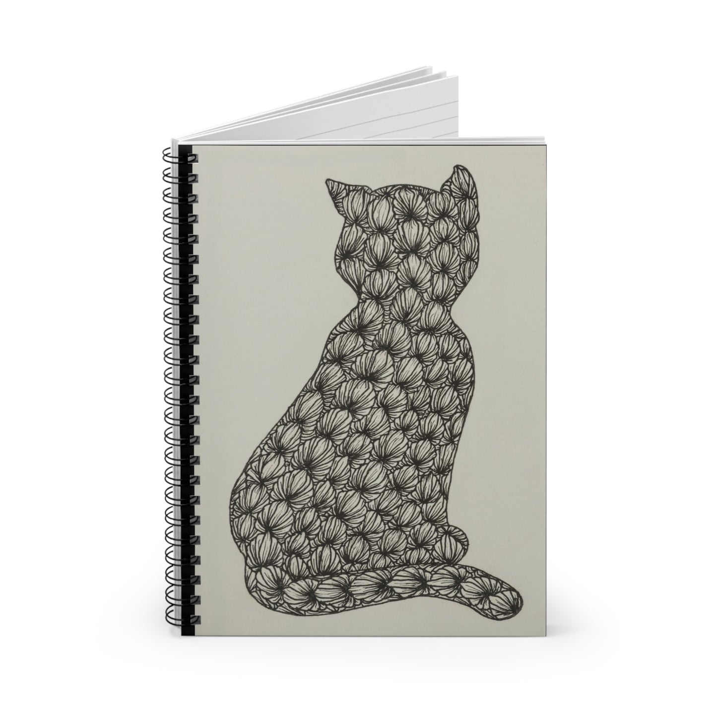 Zentangle Kitty- Spiral Notebook - Ruled Line