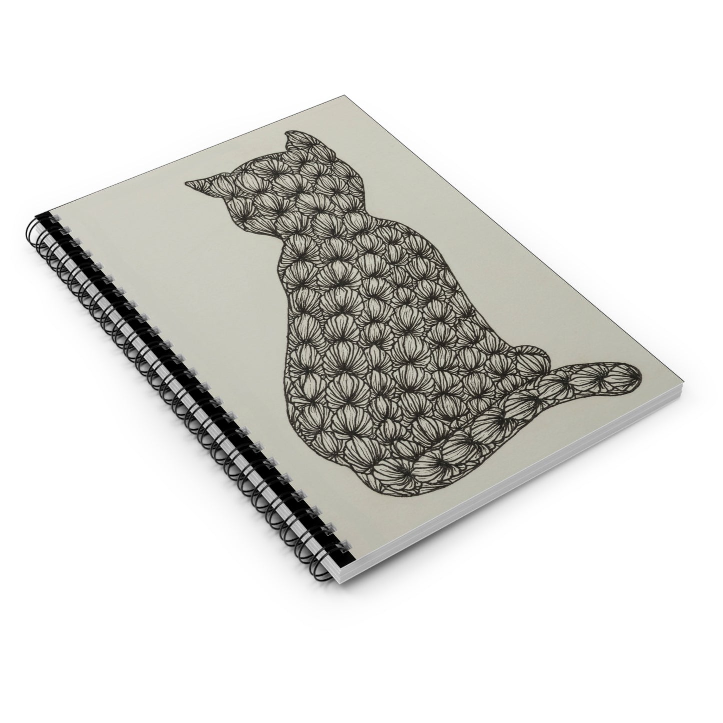 Zentangle Kitty- Spiral Notebook - Ruled Line