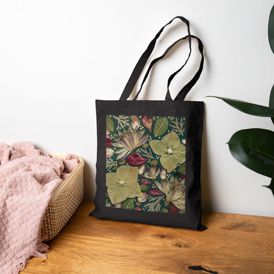 Emerald Floral Forest -Canvas Tote Bag