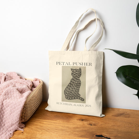 Zentangle Cat AK -Neutral Canvas Tote Bag
